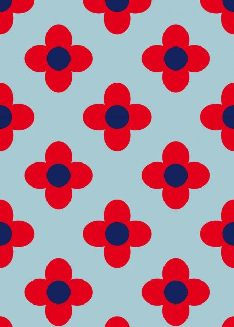 Rød Blomst- Blå