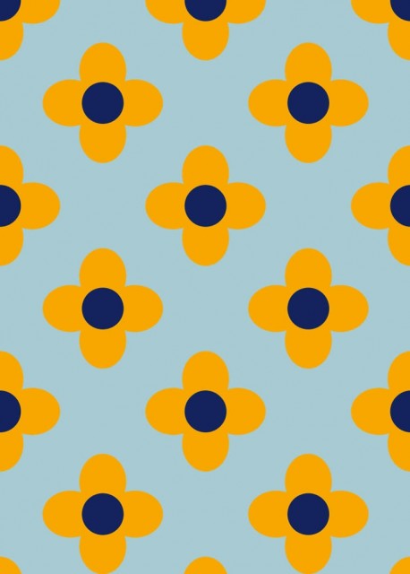Orange Blomst- Blå