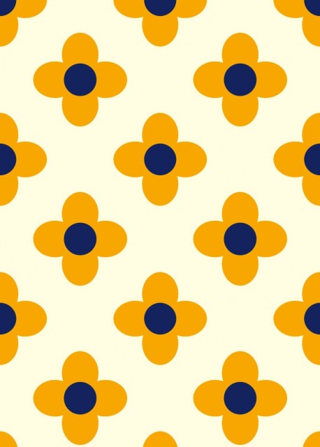 Orange Blomst- Blå